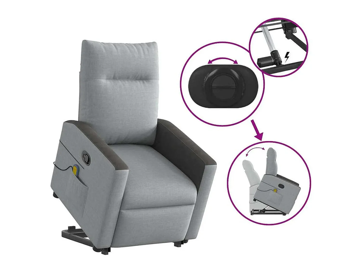 Poltrona* Poltrona reclinável massagens | Poltrona Confortável tecido -claro SHL24627 Cinzento