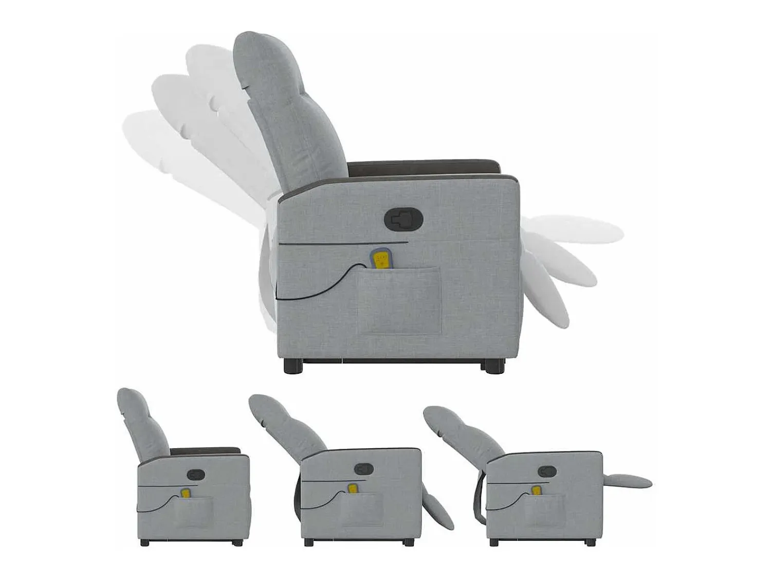 Poltrona* Poltrona reclinável massagens | Poltrona Confortável tecido -claro SHL24627 Cinzento