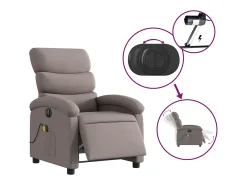 Poltrona reclinável massagens elétrica | Poltrona Confortável tecido cinza-acastanhado SHL7114^ Poltrona