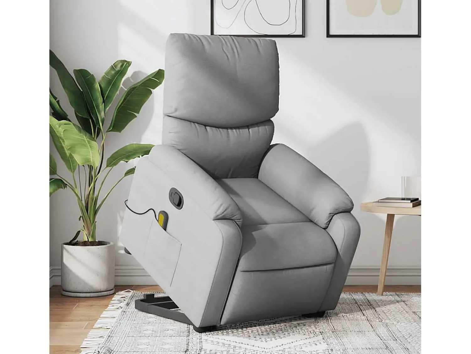 Hot Poltrona reclinável massagens | Poltrona Confortável tecido -claro SHL496201 Cinzento