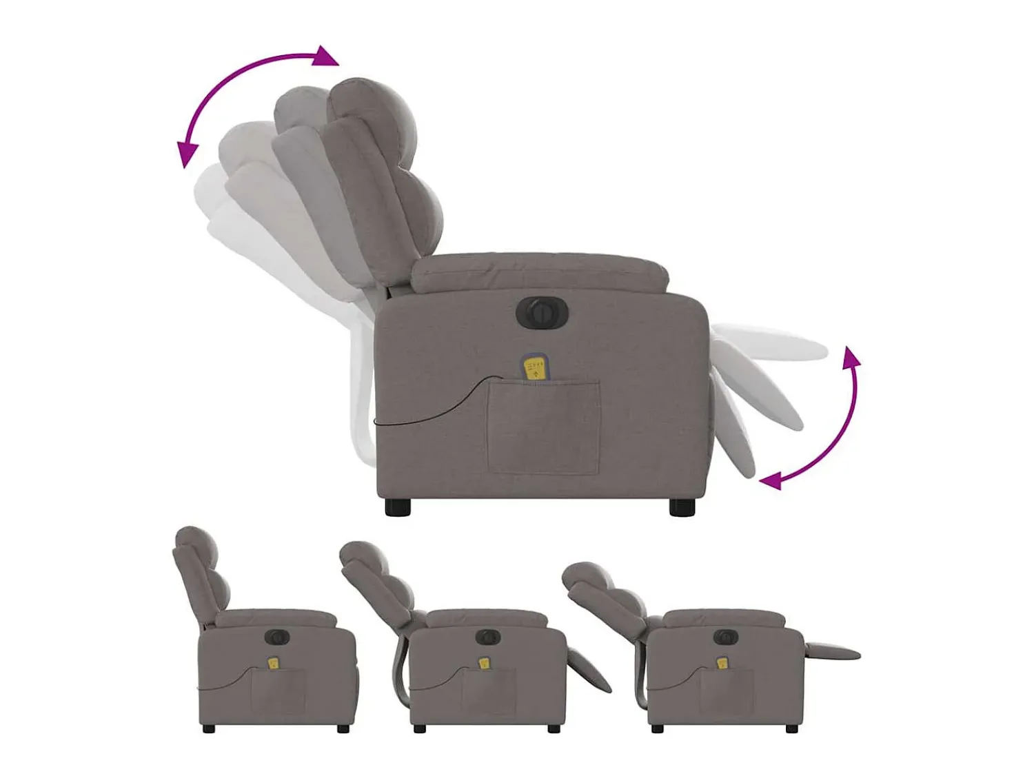 Poltrona* Poltrona reclinável massagens elétrica | Poltrona Confortável tecido cinza-acastanhado SHL543483 Taupe