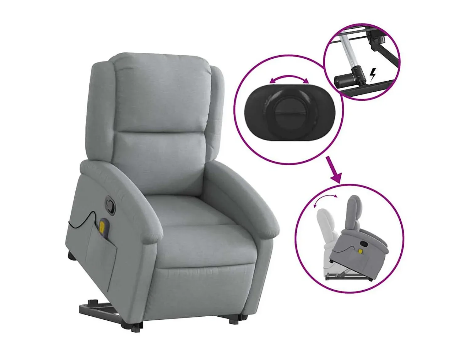 Poltrona reclinável massagens | Poltrona Confortável tecido -claro SHL720970^ Poltrona