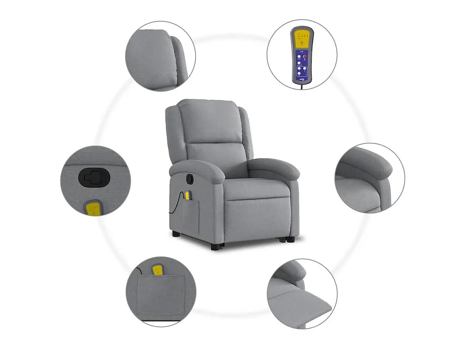 Poltrona reclinável massagens | Poltrona Confortável tecido -claro SHL720970^ Poltrona