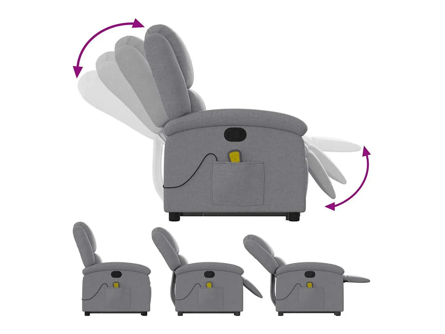 Poltrona reclinável massagens | Poltrona Confortável tecido -claro SHL720970^ Poltrona
