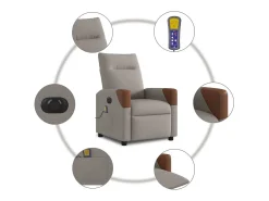 Poltrona* Poltrona reclinável massagens elétrica | Poltrona Confortável tecido cinza-acastanhado SHL781120 Taupe