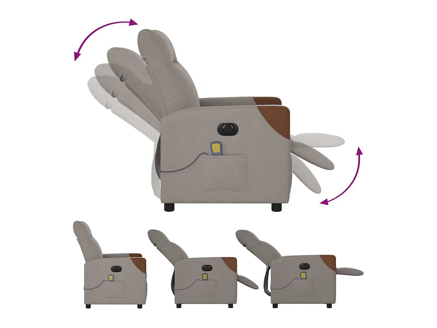 Poltrona* Poltrona reclinável massagens elétrica | Poltrona Confortável tecido cinza-acastanhado SHL781120 Taupe