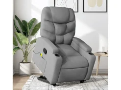 Poltrona| Poltrona reclinável massagens | Poltrona Confortável tecido -claro SHL958887 Cinzento