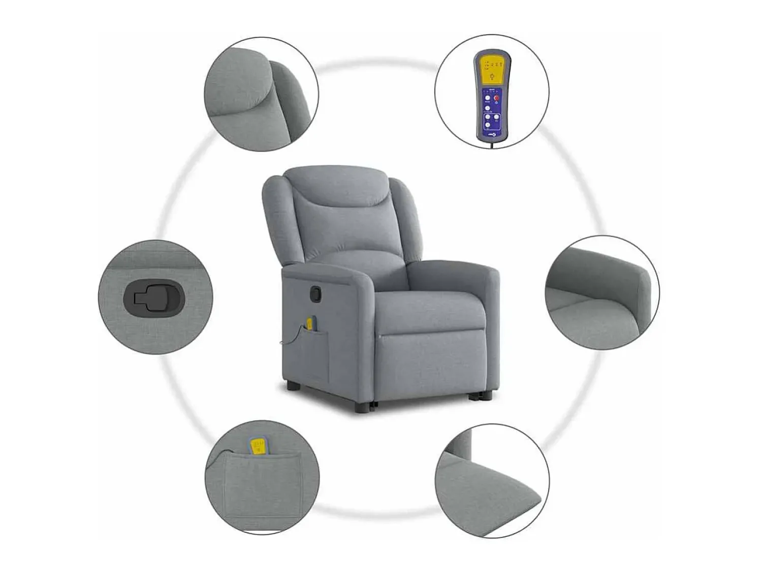 Poltrona reclinável massagens | Poltrona Confortável tecido -claro SHL899825^ Poltrona