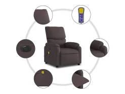 Poltrona* Poltrona reclinável massagens elétrica | Poltrona Confortável tecido -escuro SHL632329 Castanho