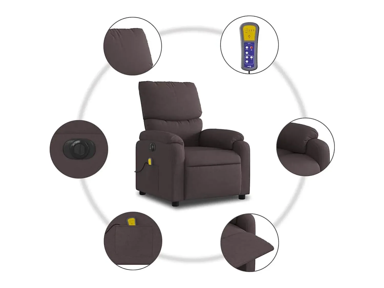 Poltrona* Poltrona reclinável massagens elétrica | Poltrona Confortável tecido -escuro SHL632329 Castanho