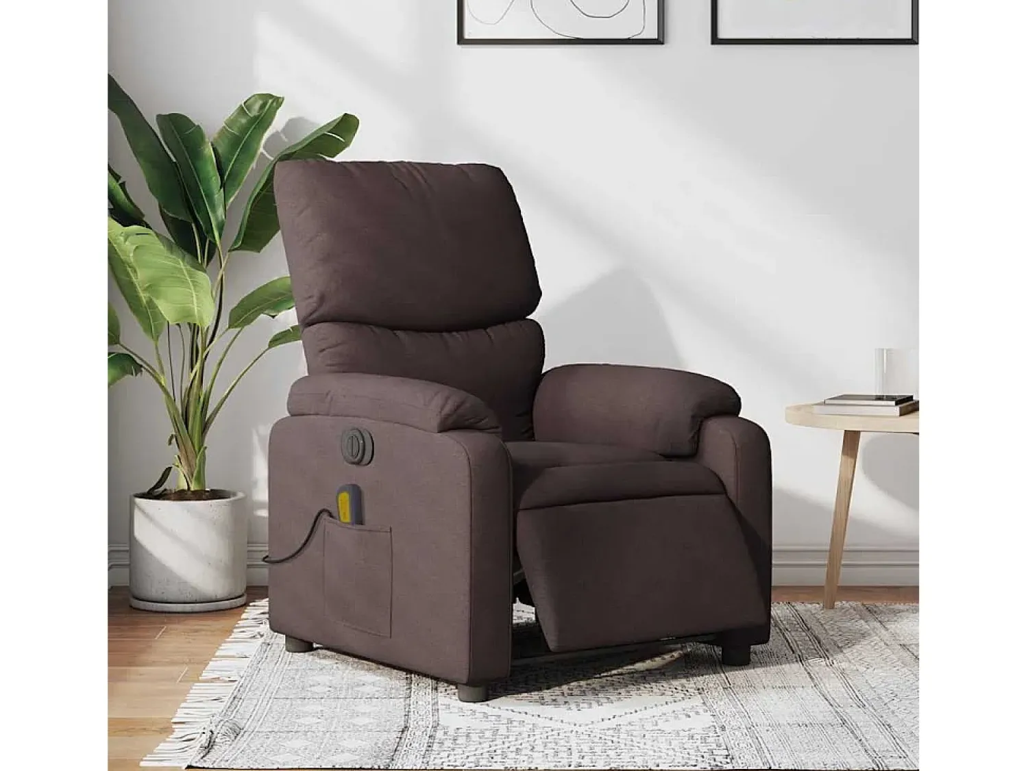 Poltrona* Poltrona reclinável massagens elétrica | Poltrona Confortável tecido -escuro SHL632329 Castanho