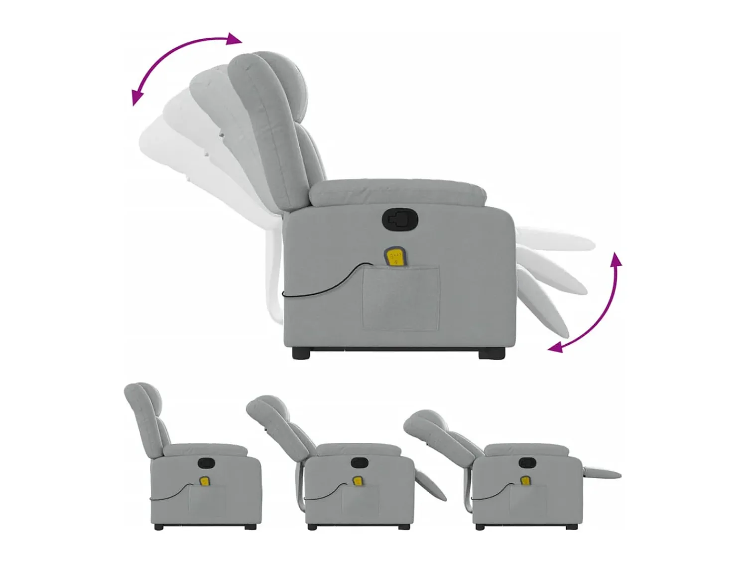 Poltrona* Poltrona reclinável massagens | Poltrona Confortável tecido -claro SHL695844 Cinzento