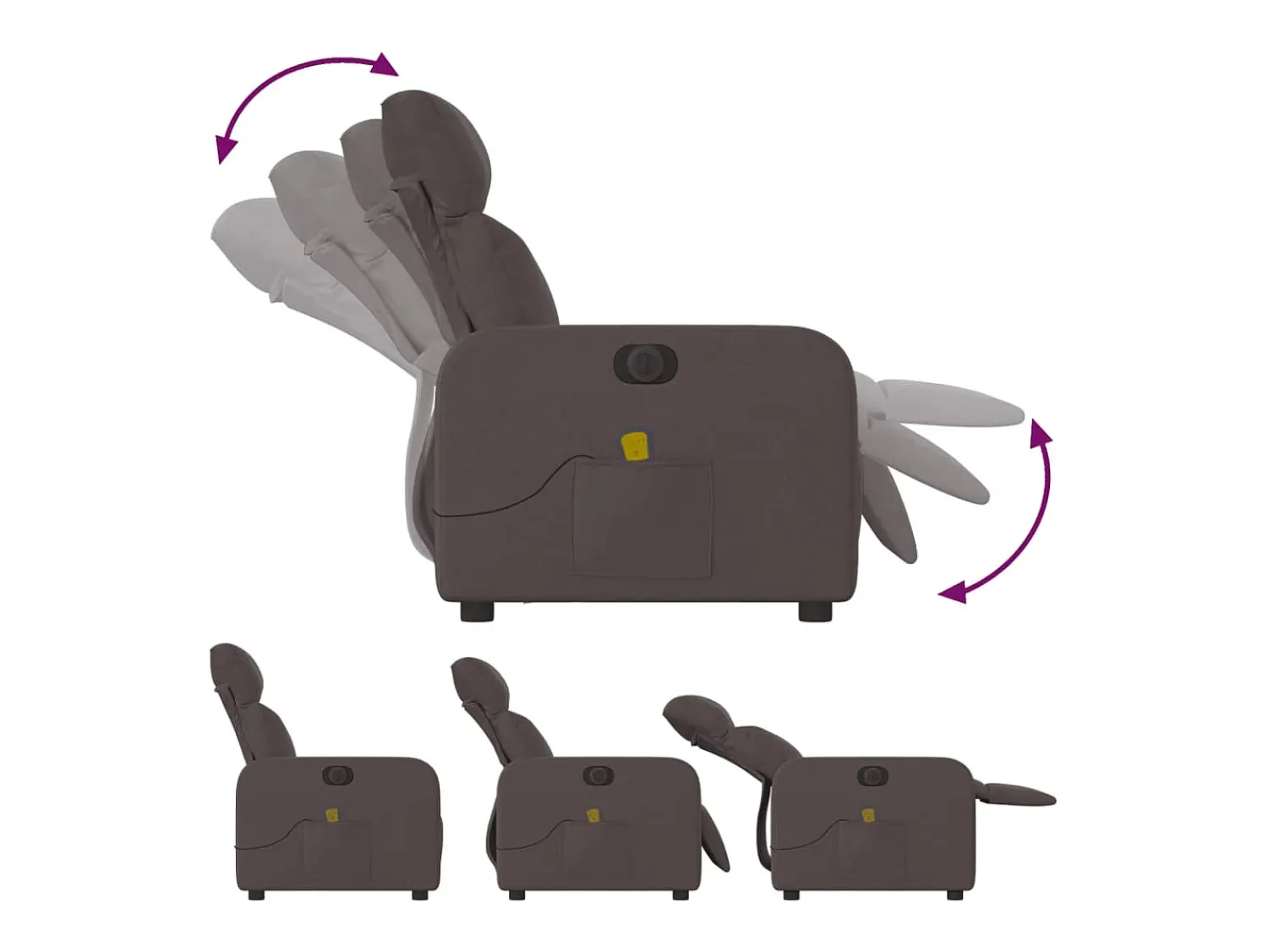Poltrona| Poltrona reclinável massagens elétrica | Poltrona Confortável tecido -escuro SHL627599 Castanho