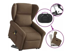 Best Poltrona reclinável massagens | Poltrona Confortável tecido SHL454995 Castanho