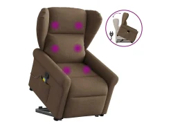 Best Poltrona reclinável massagens | Poltrona Confortável tecido SHL454995 Castanho