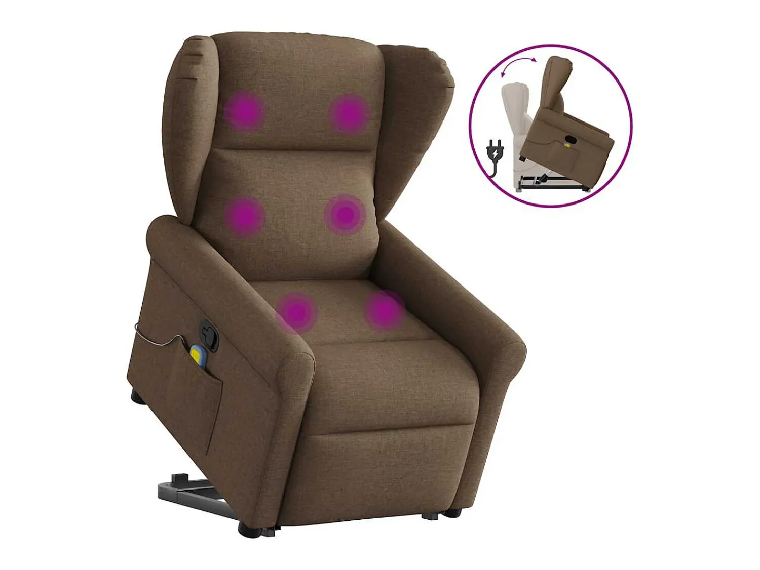 Best Poltrona reclinável massagens | Poltrona Confortável tecido SHL454995 Castanho