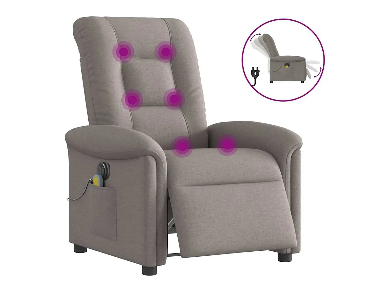 Poltrona| Poltrona reclinável massagens elétrica | Poltrona Confortável tecido cinza-acastanhado SHL405195 Taupe