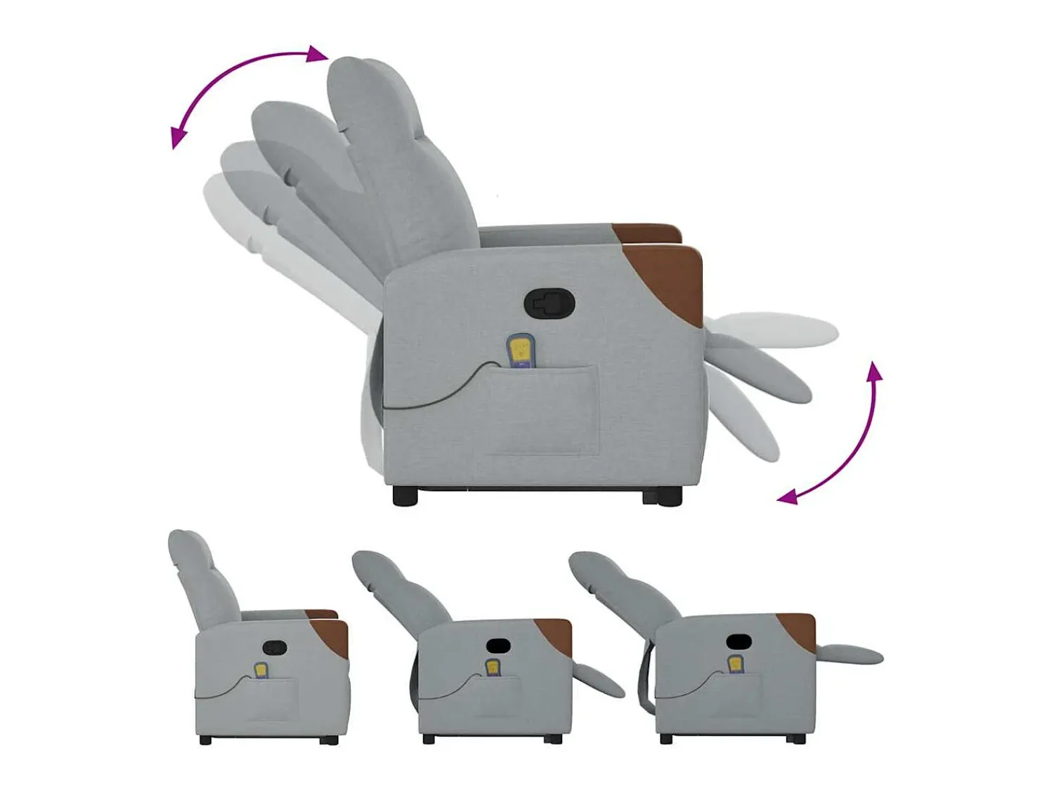 Poltrona reclinável massagens | Poltrona Confortável tecido -claro SHL89581^ Poltrona
