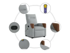 Poltrona reclinável massagens | Poltrona Confortável tecido -claro SHL89581^ Poltrona