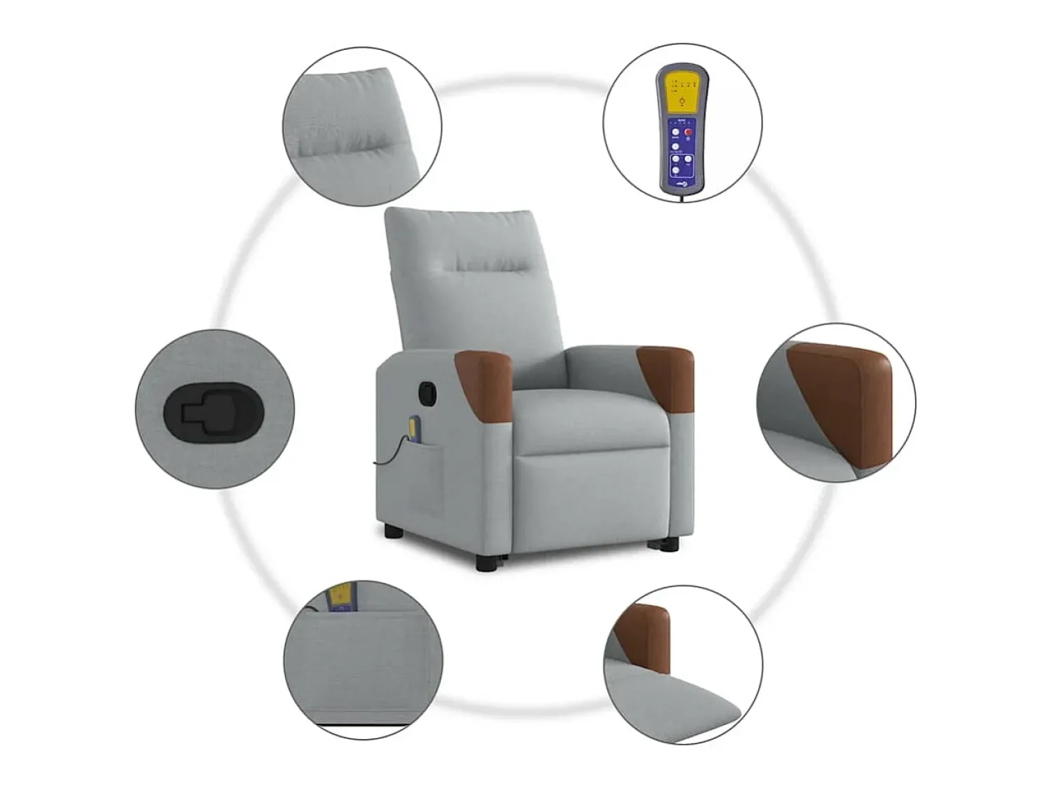Poltrona reclinável massagens | Poltrona Confortável tecido -claro SHL89581^ Poltrona
