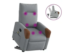 Poltrona reclinável massagens | Poltrona Confortável tecido -claro SHL89581^ Poltrona