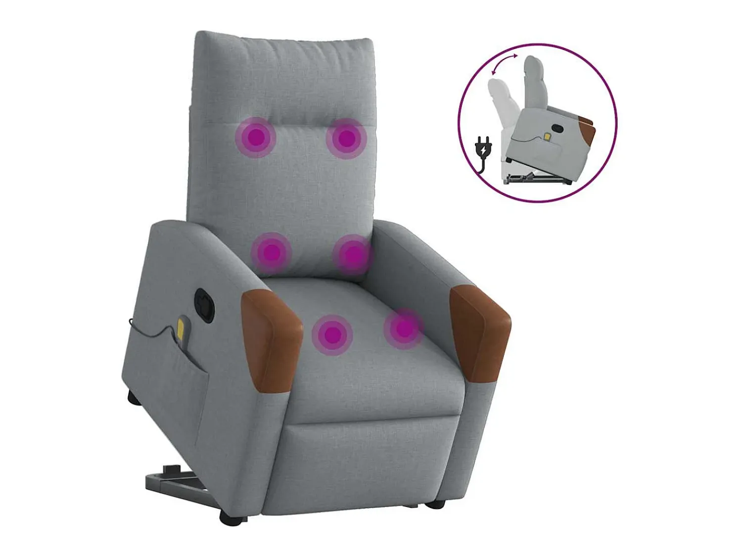 Poltrona reclinável massagens | Poltrona Confortável tecido -claro SHL89581^ Poltrona
