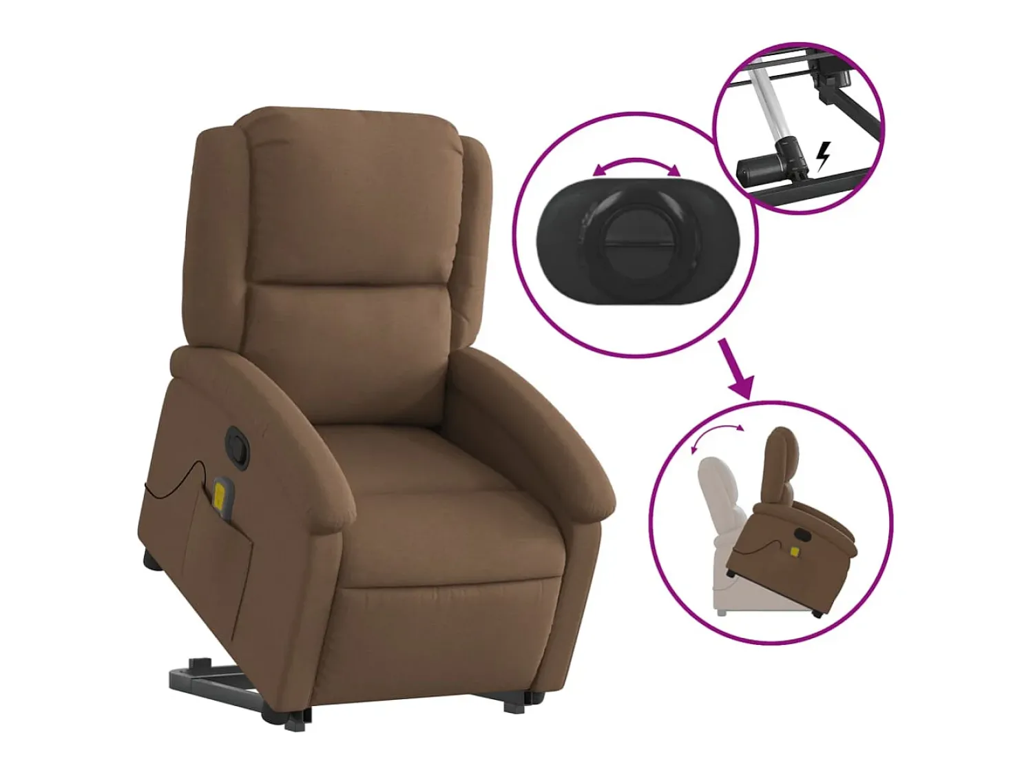 Poltrona* Poltrona reclinável massagens | Poltrona Confortável tecido SHL492961 Castanho