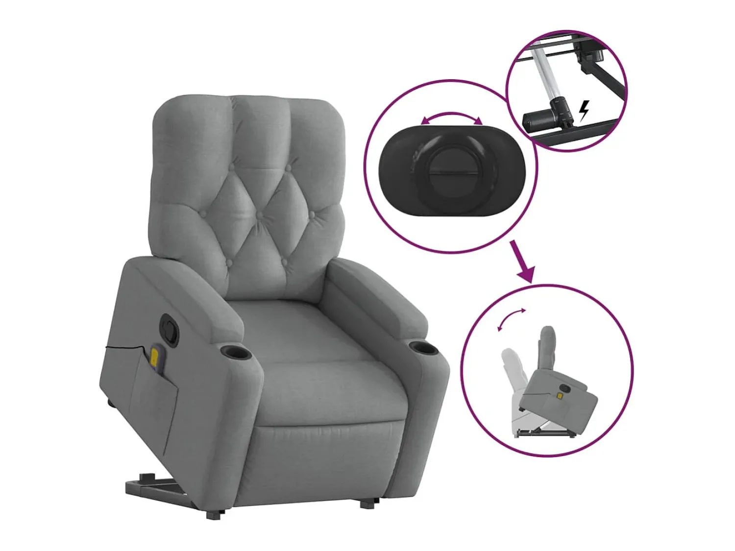 Poltrona* Poltrona reclinável massagens | Poltrona Confortável tecido -claro SHL610772 Cinzento