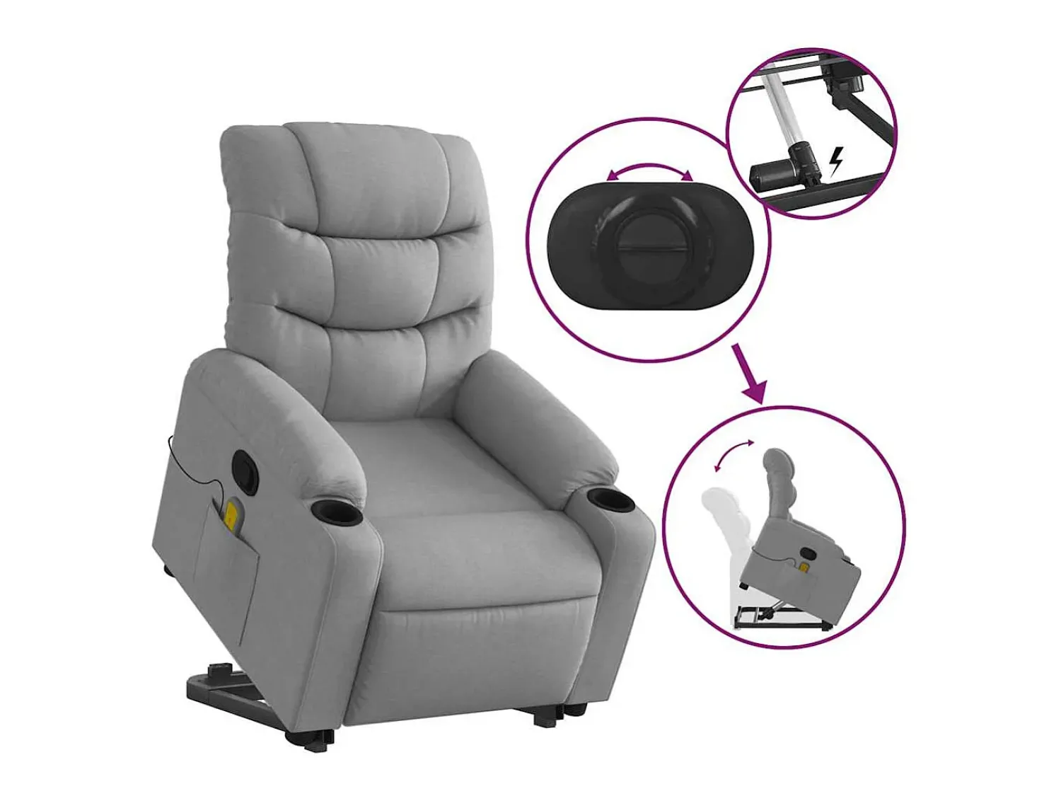Poltrona reclinável massagens | Poltrona Confortável tecido -claro SHL313777^ Poltrona