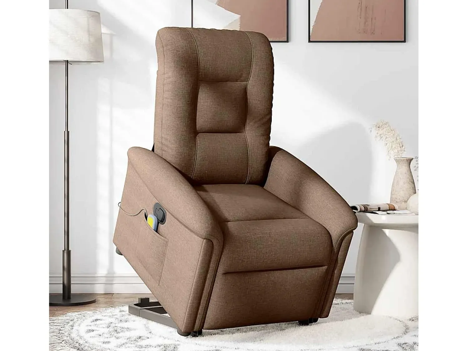 Poltrona| Poltrona reclinável massagens | Poltrona Confortável tecido SHL142147 Castanho