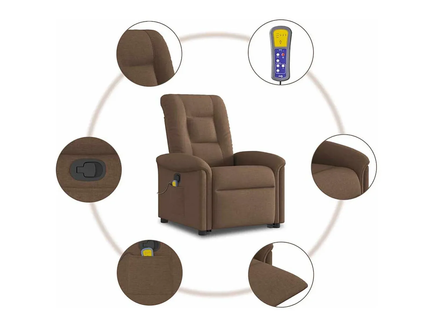 Poltrona| Poltrona reclinável massagens | Poltrona Confortável tecido SHL142147 Castanho