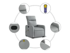 Hot Poltrona reclinável massagens | Poltrona Confortável tecido -claro SHL45231 Cinzento