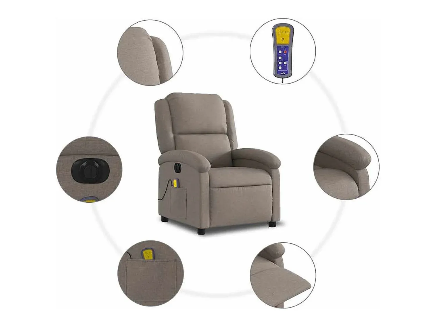 Poltrona| Poltrona reclinável massagens elétrica | Poltrona Confortável tecido cinza-acastanhado SHL878727 Taupe