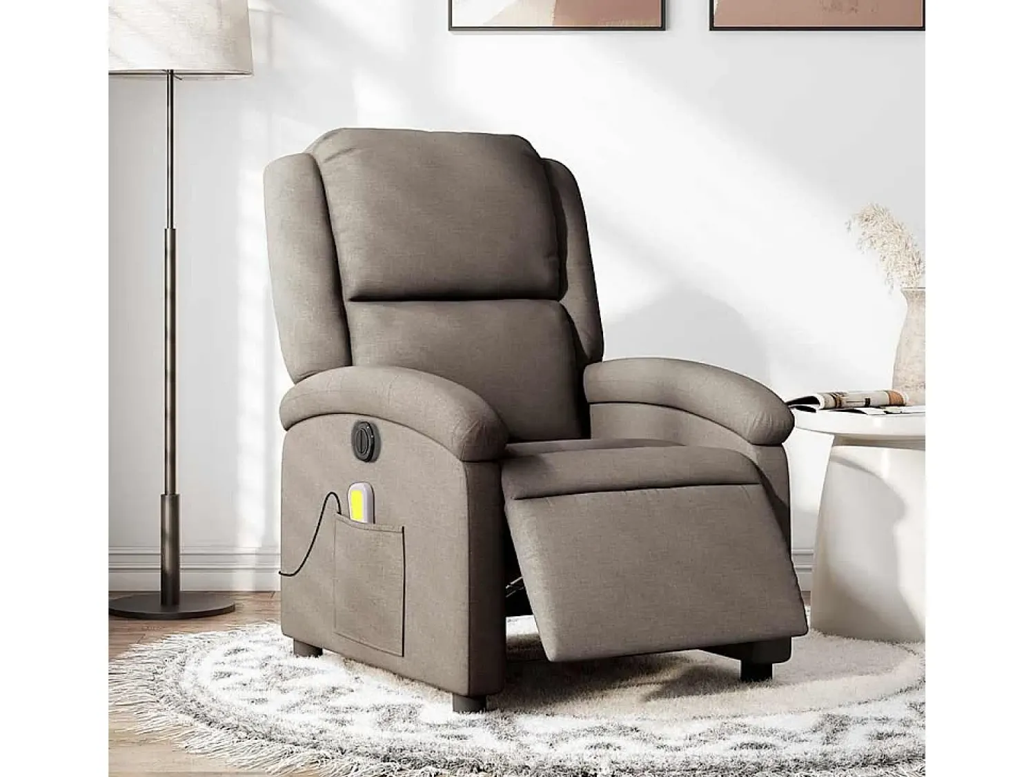 Poltrona| Poltrona reclinável massagens elétrica | Poltrona Confortável tecido cinza-acastanhado SHL878727 Taupe