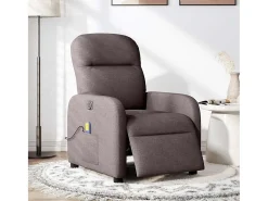New vidaxl Poltrona reclinável massagens elétrica tecido -escuro Castanho