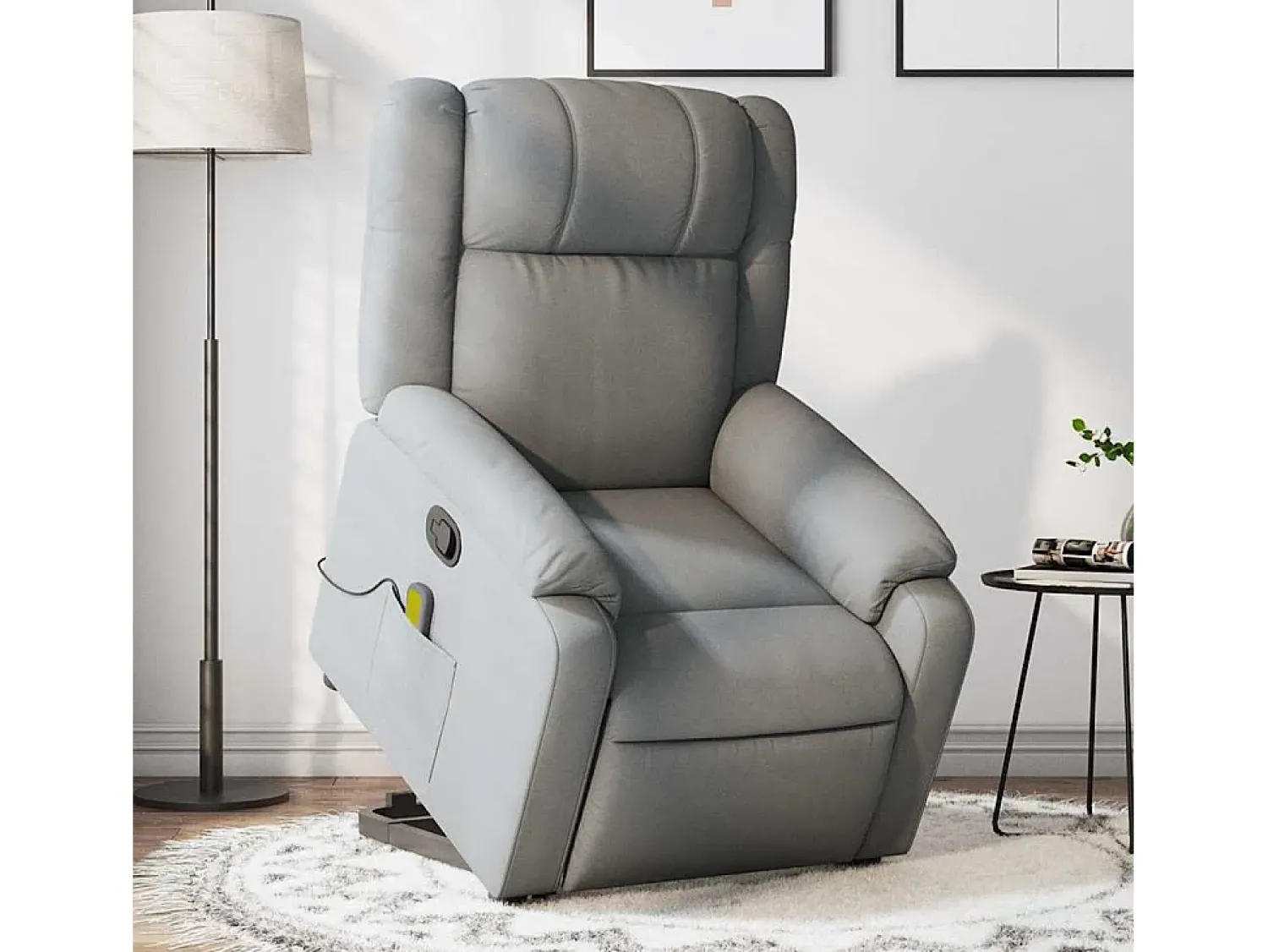 Hot Poltrona reclinável massagens | Poltrona Confortável tecido -claro SHL249700 Cinzento