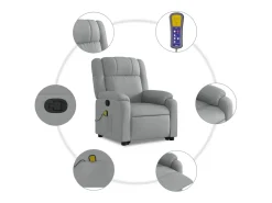 Hot Poltrona reclinável massagens | Poltrona Confortável tecido -claro SHL249700 Cinzento