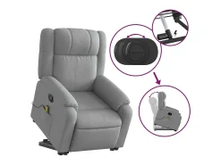 Hot Poltrona reclinável massagens | Poltrona Confortável tecido -claro SHL249700 Cinzento