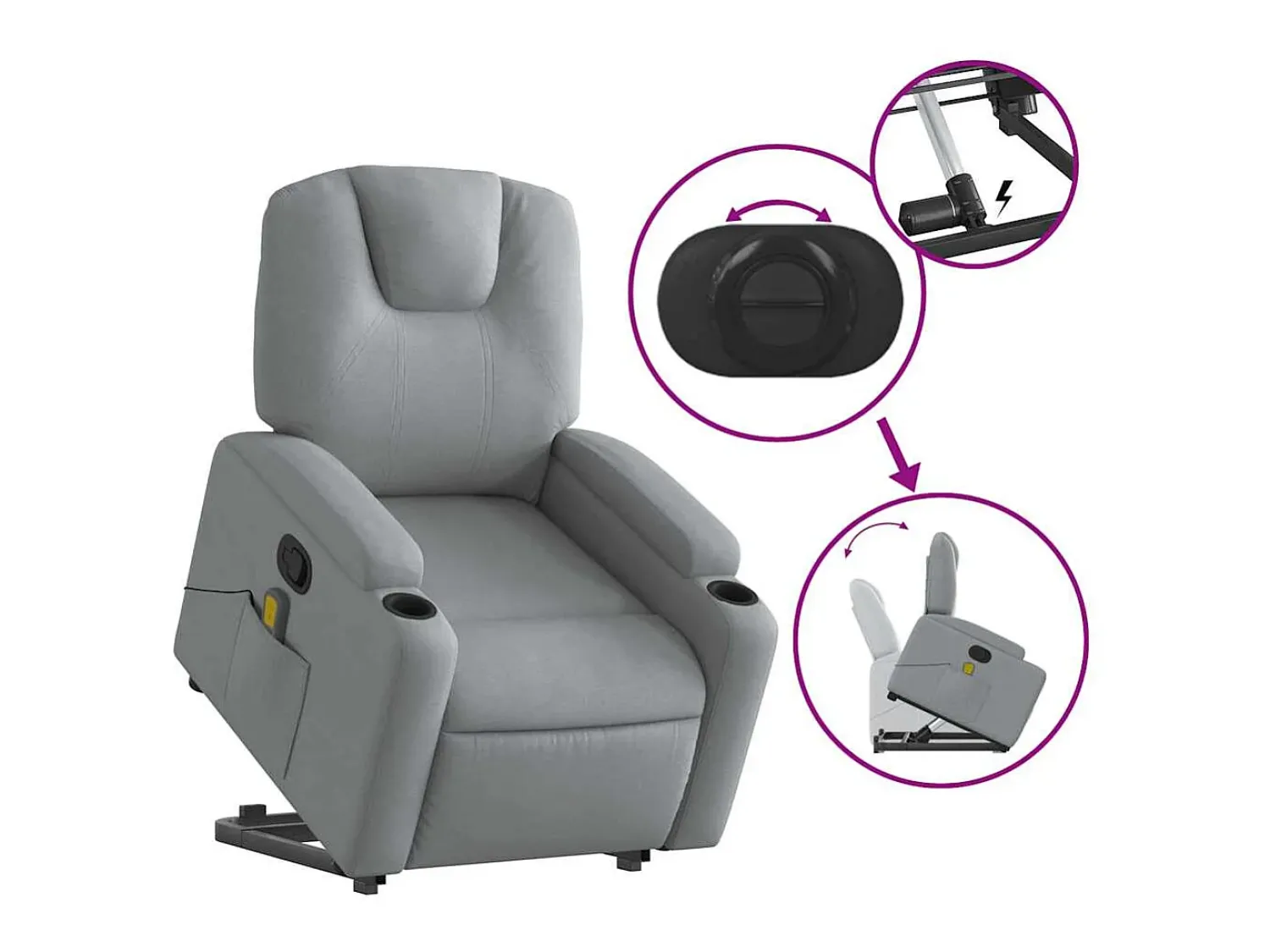 Poltrona reclinável massagens | Poltrona Confortável tecido -claro SHL642109^ Poltrona