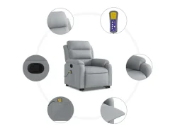 Poltrona* Poltrona reclinável massagens | Poltrona Confortável tecido -claro SHL380956 Cinzento
