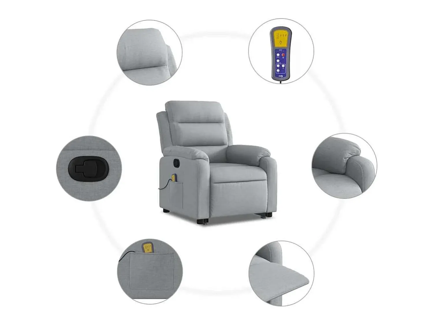 Poltrona* Poltrona reclinável massagens | Poltrona Confortável tecido -claro SHL380956 Cinzento