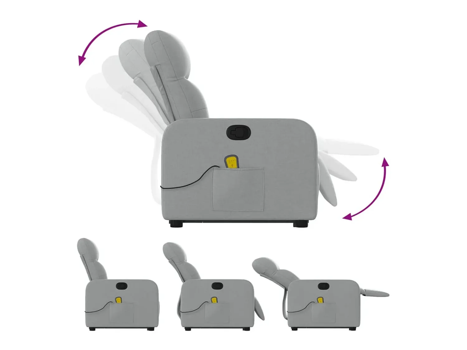 Online Poltrona reclinável massagens | Poltrona Confortável tecido -claro SHL832787 Cinzento