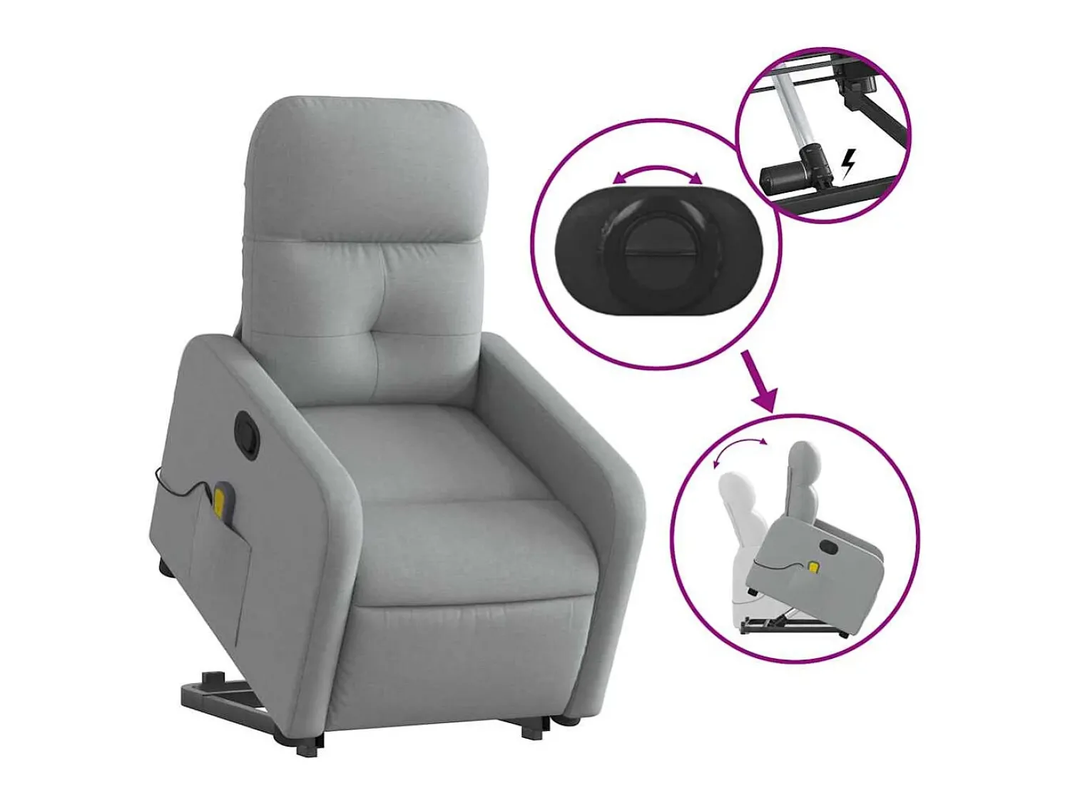 Online Poltrona reclinável massagens | Poltrona Confortável tecido -claro SHL832787 Cinzento