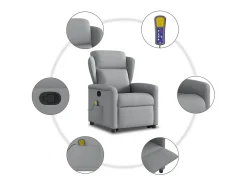 Poltrona reclinável massagens | Poltrona Confortável tecido -claro SHL386268^ Poltrona