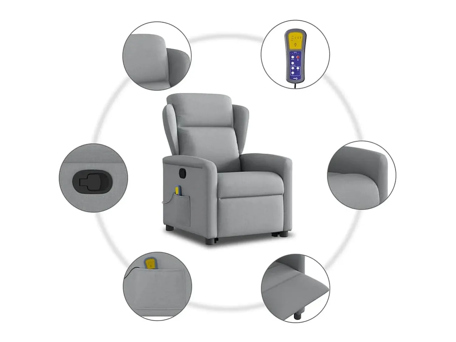 Poltrona reclinável massagens | Poltrona Confortável tecido -claro SHL386268^ Poltrona