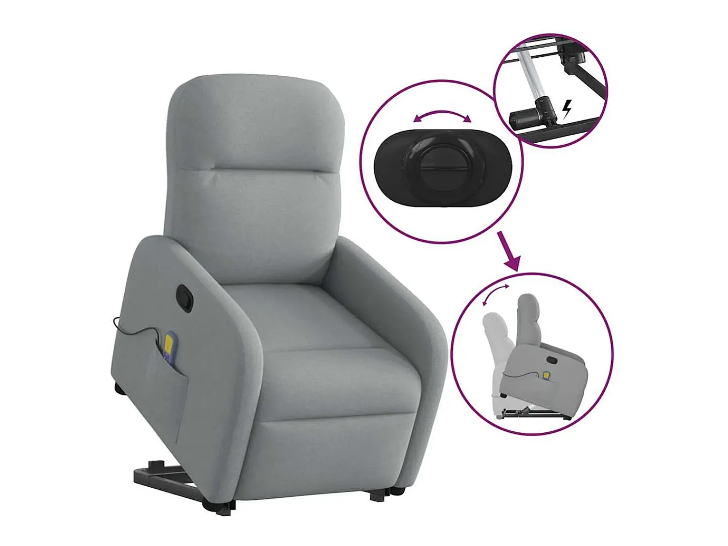 Poltrona* Poltrona reclinável massagens | Poltrona Confortável tecido -claro SHL384992 Cinzento