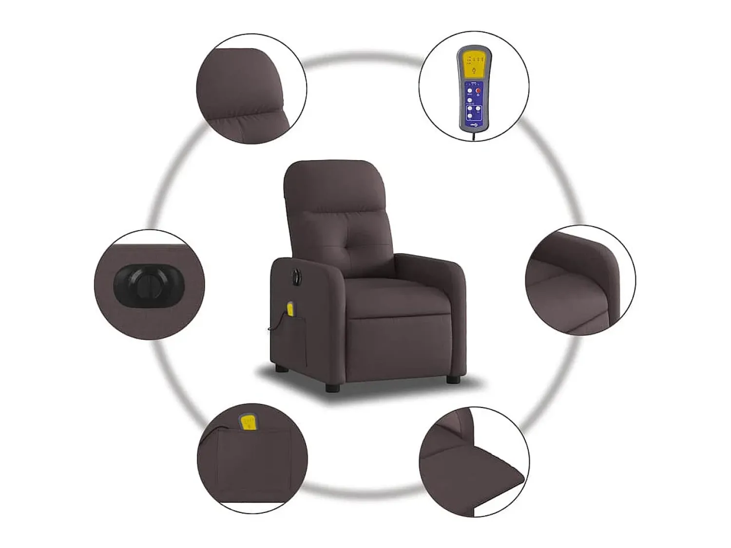 Poltrona| Poltrona reclinável massagens elétrica | Poltrona Confortável tecido -escuro SHL203738 Castanho