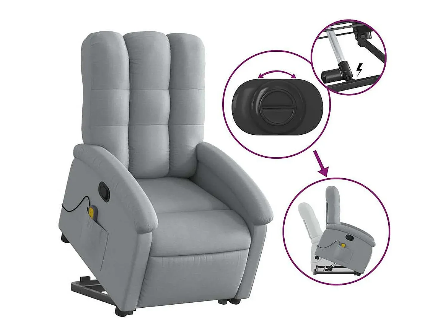 Poltrona* Poltrona reclinável massagens | Poltrona Confortável tecido -claro SHL370660 Cinzento