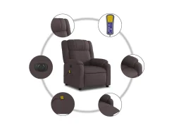 Hot Poltrona reclinável massagens elétrica | Poltrona Confortável tecido -escuro SHL844936 Castanho