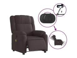 Hot Poltrona reclinável massagens elétrica | Poltrona Confortável tecido -escuro SHL844936 Castanho
